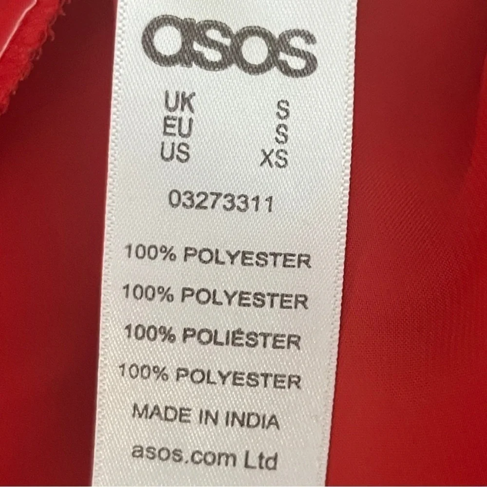 ASOS Red Slip Dress with Elastic Waist and Lace Details EUC Size XS​​​​​​ - Picture 7 of 8
